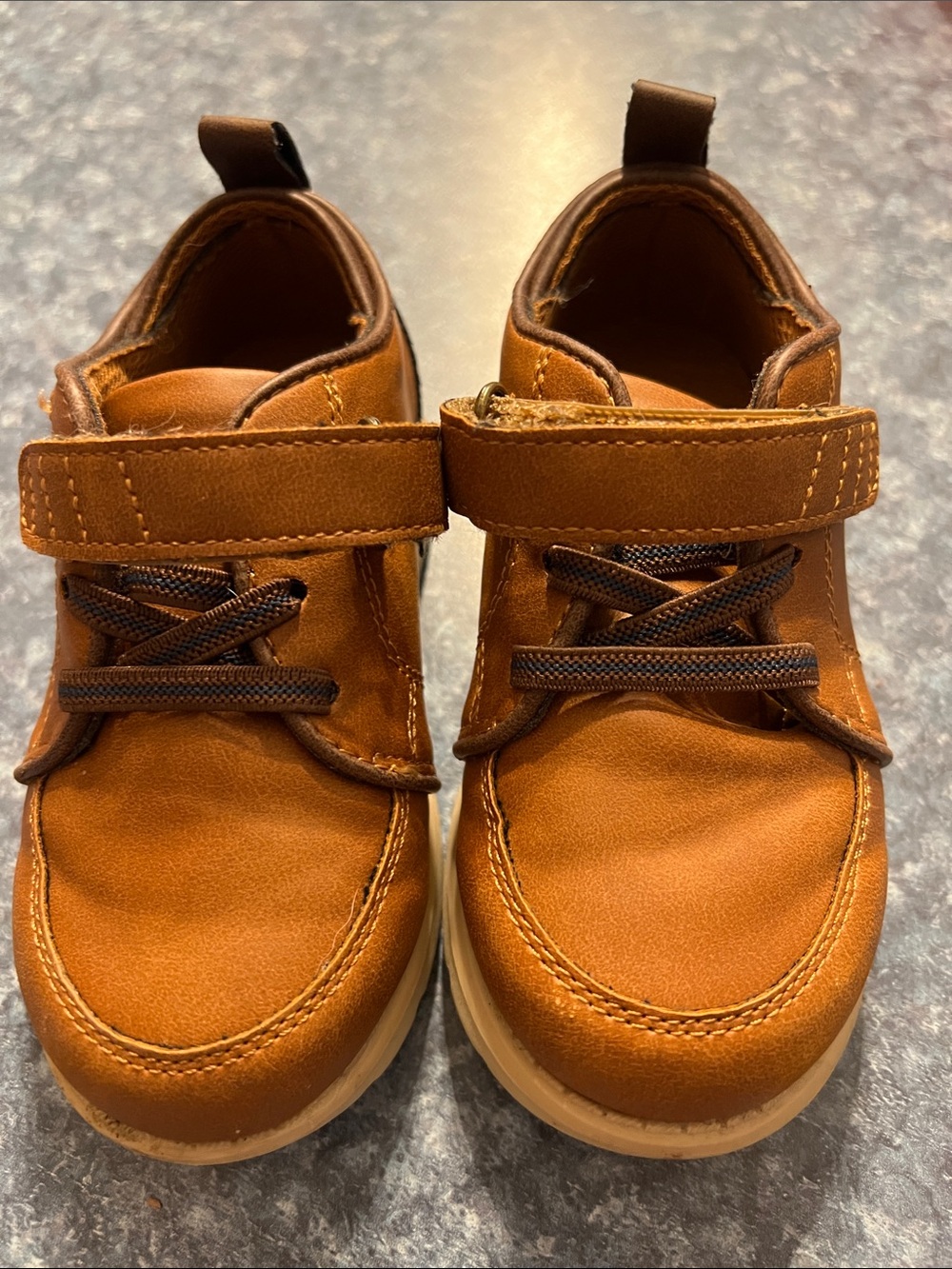 Kids Casual Hook-and-Loop Brown Leather Dress/Casual Shoes